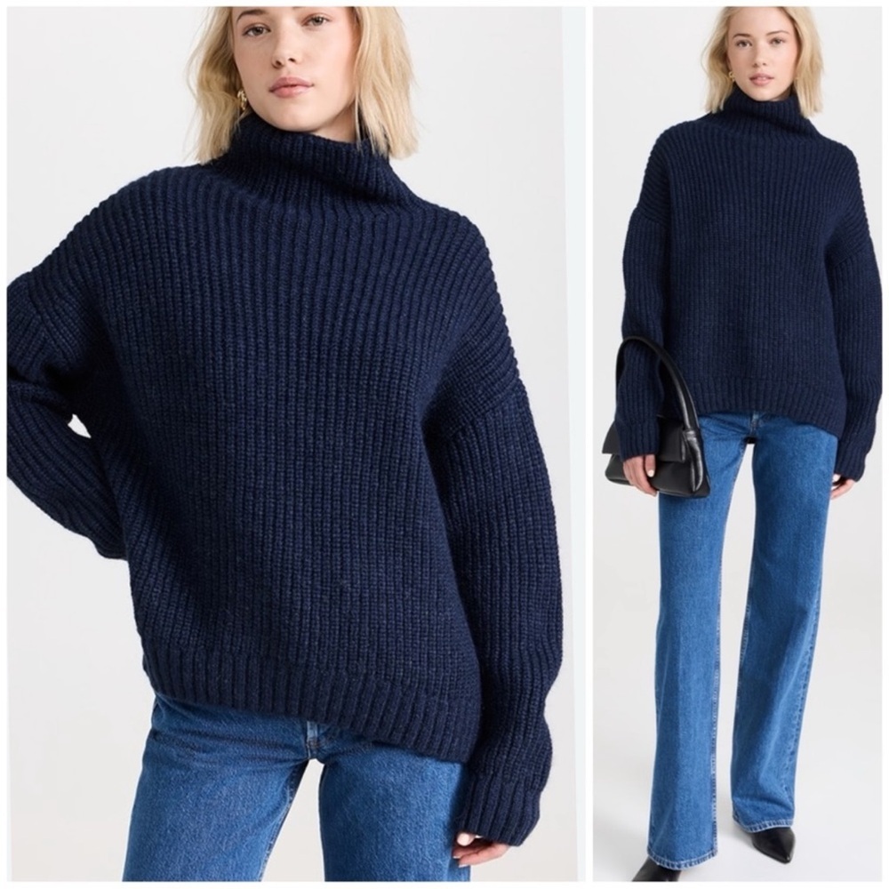 ANINE BING Sydney Knit Navy Blue Sweater SZ S